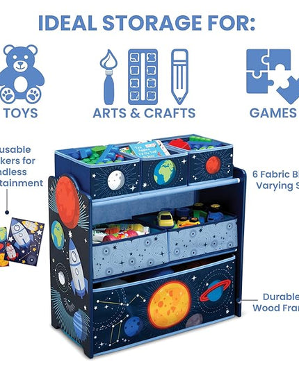 Delta Children Space Adventures Design & Store 6 Bin Toy Storage Organizer - Greenguard Gold Certified, Blue - LeafyLoom