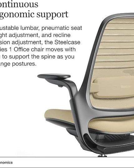 Steelcase Series 1 Office Chair - Ergonomic Work Chair with Wheels for Carpet - Helps Support Productivity - Weight-Activated Controls, Back Supports & Arm Support - Easy Assembly - Malt - LeafyLoom