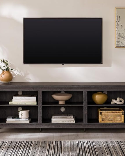 Walker Edison Wren Classic 6 Cubby TV Stand for TVs up to 80 Inches, 70 Inch, Charcoal - LeafyLoom