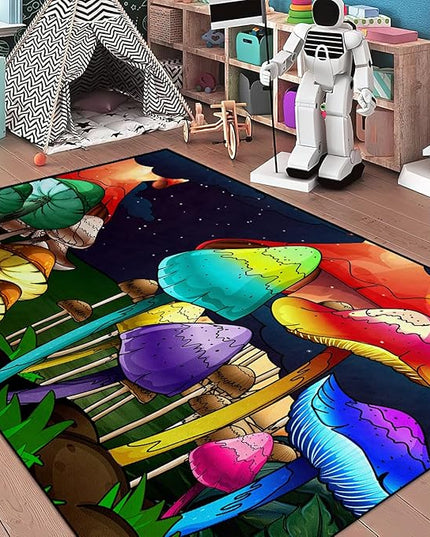 Mushroom Rugs for Bedroom Fantasy Mushroom Prints Rugs for Bedroom Mushroom Area Rugs for Girls Bedroom for Home Dining Living Room Rugs, 3'×4' - LeafyLoom