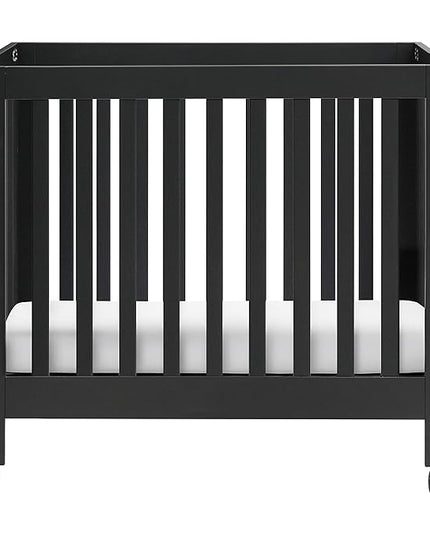 Babyletto Origami Mini Portable Folding Crib with Wheels in Black, 2 Adjustable Mattress Positions, Greenguard Gold Certified - LeafyLoom