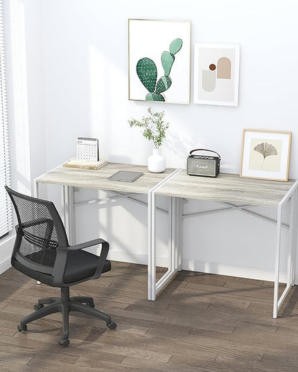 Small Folding Desk 32 inch, No Assembly Required Small Office Desk, Writing Gaming Computer Camping Desk, Beige - LeafyLoom