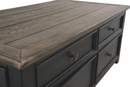 Signature Design by Ashley Tyler Creek Rustic Farmhouse Lift Top Coffee Table with Drawers, Brown & Black - LeafyLoom