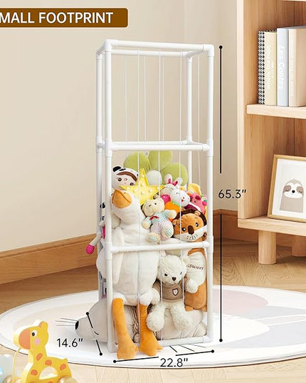 X-Large Stuffed Animal Zoo Storage Holder Stuffed Animal Storage Display Ideas PVC Plush with Bottom Net Toy Organizer Shelf Zoo Storage Cage for Doll Room Gift Play Room Nursery - LeafyLoom