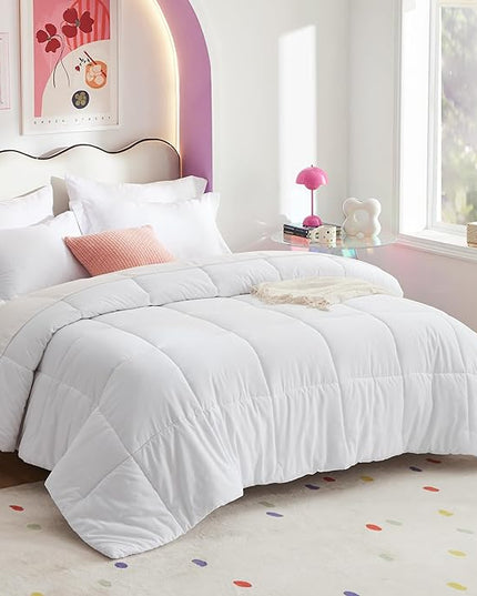Bedsure White Queen Comforter Set - 7 Pieces Solid Queen Bed in a Bag, Queen Bed Set White with Comforters, Sheets, Pillowcases & Shams - LeafyLoom
