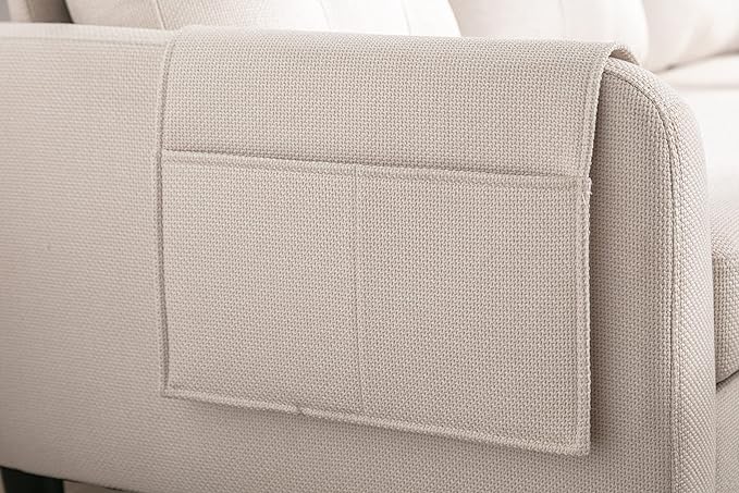 72.44" L-Shaped Reversible Sectional Sofa w/Pull Out Bed & Storage Chaise Lounge,Interior Furniture Comfy Sleeper Corner Couch with 3 Throw Pillows and Pockets,for Dorm,Apartment, Beige-1 - LeafyLoom