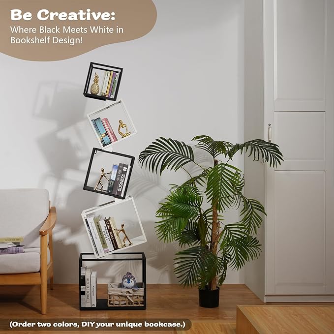Bookshelf 2024 NEW, 5-Tier Bookshelves, 67" Tall White Bookshelf, Book Shelf, Bookcase, Modern Bookshelf, Storage Shelf for CDs/Books/Collections, Display Shelf for Livingroom, Bedroom, Office - LeafyLoom