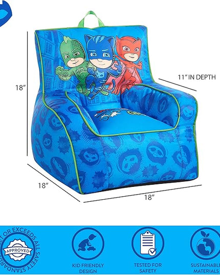 Idea Nuova PJ Mask Toddler Nylon Bean Bag Chair with Piping & Top Carry Handle, NK570401, Medium - LeafyLoom