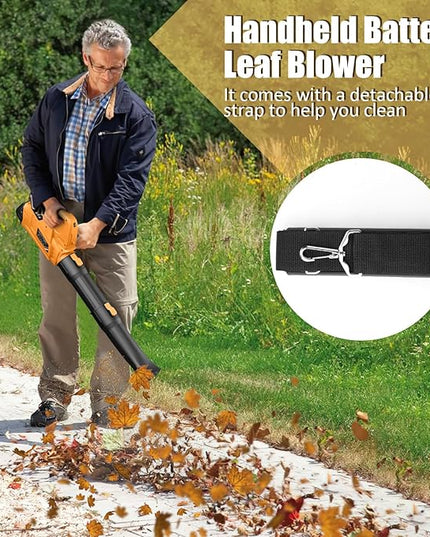 Leaf Blower - 320CFM 180MPH 21V Leaf Blower Cordless with 2 X 5.0 Ah Battery & Charger, Electric Leaf Blower Battery Powered Leaf Blower Lightweight for Snow Blowing & Lawn Care Yard Cleaning - LeafyLoom
