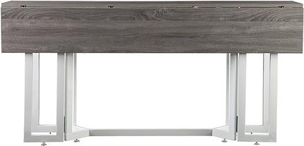 SEI Furniture Driness Drop Leaf Console to Dining Convertible Table, Weathered Gray, White - LeafyLoom