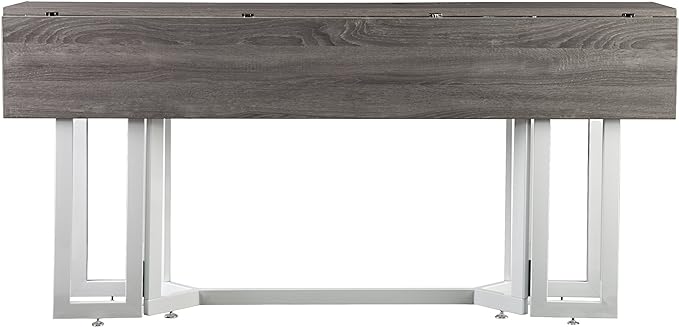 SEI Furniture Driness Drop Leaf Console to Dining Convertible Table, Weathered Gray, White - LeafyLoom