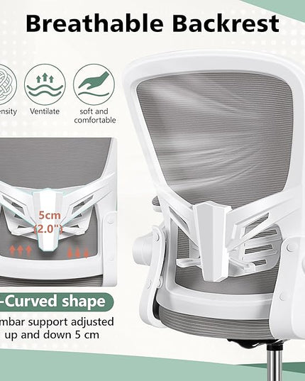 MINLOVE Drafting Office Chair, Ergonomic Tall Office Chair with Flip-up Armrests Executive Ergonomic Computer Standing Desk Chair with Lumbar Support and Adjustable Footrest(Gray) - LeafyLoom