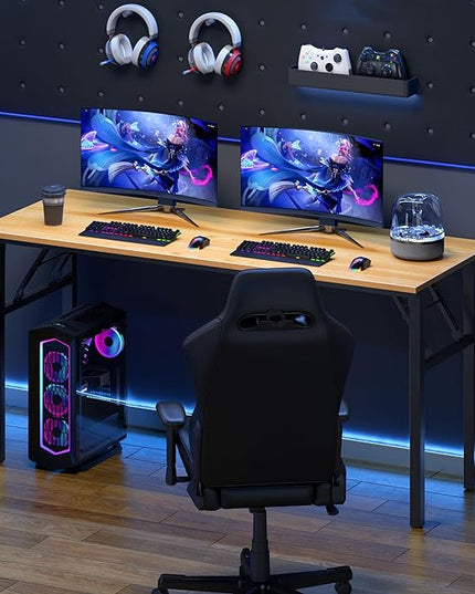 Need Home Office Desk - Large Computer Desk Sturdy Table Foldable Desk Gaming Computer Table No Assembly Required AC5BB 60 inch - LeafyLoom