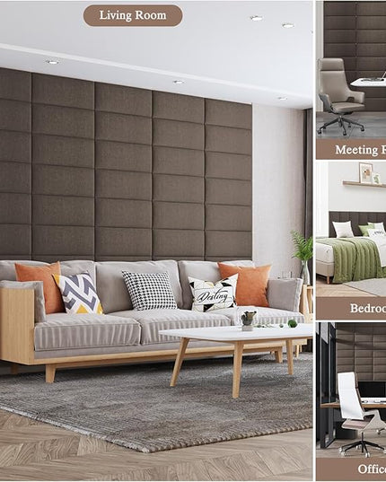Twin Full Headboard, Wall Mounted Peel and Stick Headboard, Upholstered Tufted Bed Headboard for Twin Size Bed, Floating Dorm Bedroom Tall Headboard Soundproof Wall Panels (6 Panels, 10"x24") - LeafyLoom