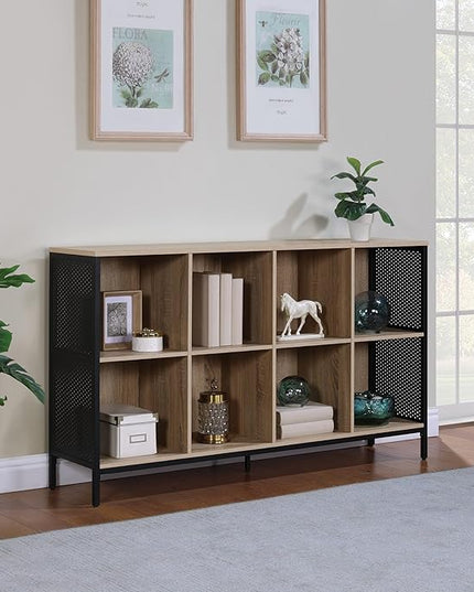 OSP Home Furnishings Ace Contemporary Modern Storage Cube Bookcase, 8 Cubes, River Oak Finish - LeafyLoom