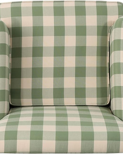 GDFStudio Tufted Fabric Club Chair, Green Checkerboard - LeafyLoom