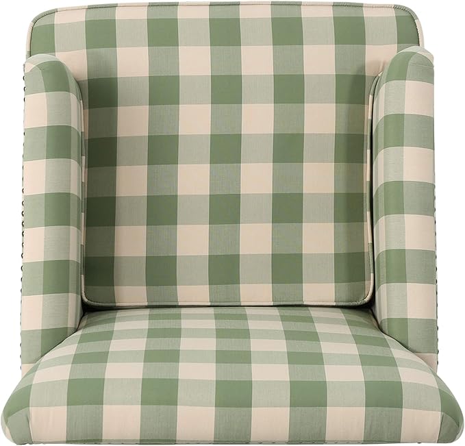 GDFStudio Tufted Fabric Club Chair, Green Checkerboard - LeafyLoom