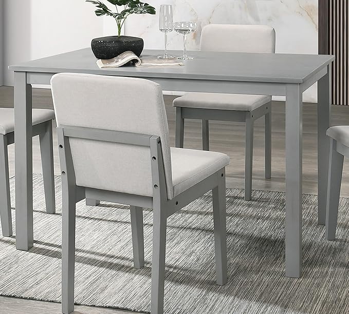NicBex Dining Table Set for 4 Kitchen Table Set 5Pc Dining Room Set Dining Table 4 Chairs Fabric Chair Seat Kitchen Breakfast Dining Room Furniture for Living Room, Gray+Beige - LeafyLoom