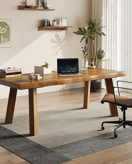 Desk / 55 inches,Solid Wood Desk Classical Style Home Office Desks/New Chinese Style Computer Table/Wooden Desk/Brown Desk - LeafyLoom