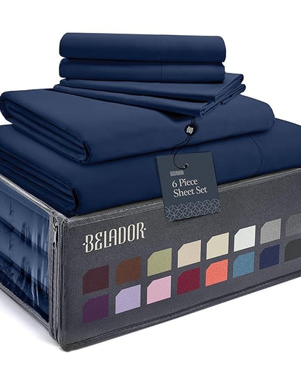 BELADOR Silky Soft King Sheet Set - 6 Piece Bed Sheets for King Size Bed, Secure-Fit Deep Pocket Sheets with Elastic, Breathable Hotel Sheets & Pillowcase Set, Wrinkle Free Oeko-Tex Sheets - LeafyLoom