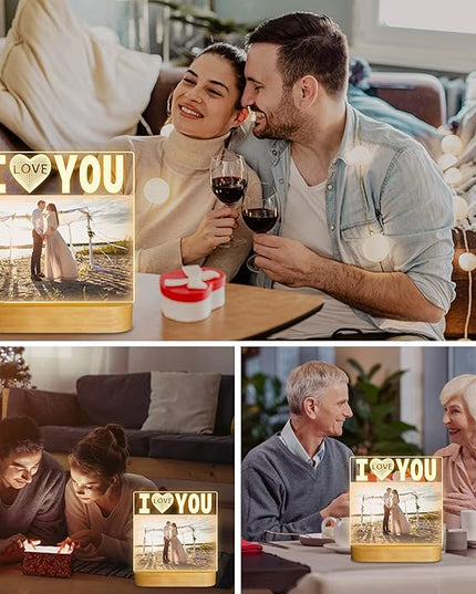 Attivolife I Love You Picture Frame, Light up Photo Frame with Warm LED Night Light, Desktop Display Creative Memory Gifts for Couple Women Mom Valentine Day Wedding Anniversary Present(4x6'' Photo) - LeafyLoom