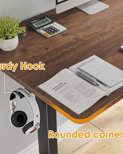 STARY Electric Memory Preset 48 x 24 Inches Adjustable Height Computer Workstation Sit Stand Home Office Desk with Splice Board, 4824, Rustic Brown/Black Frame - LeafyLoom