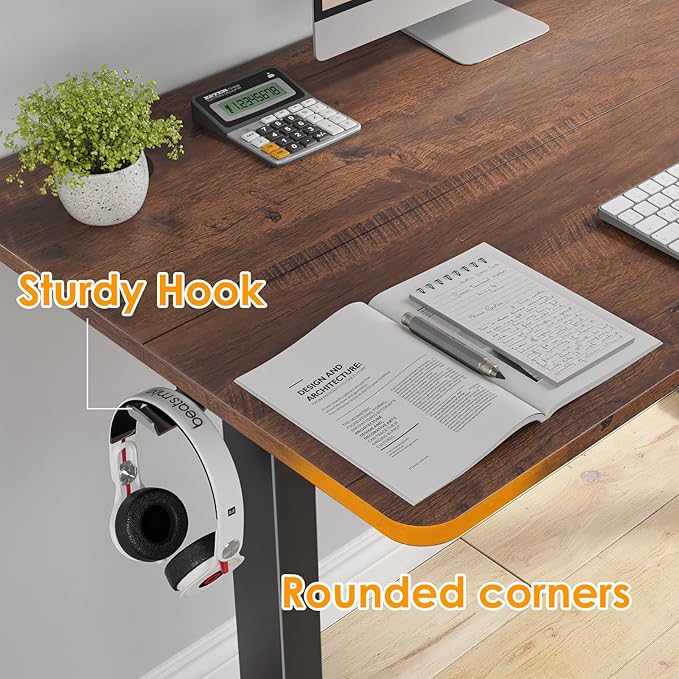 STARY Electric Memory Preset 48 x 24 Inches Adjustable Height Computer Workstation Sit Stand Home Office Desk with Splice Board, 4824, Rustic Brown/Black Frame - LeafyLoom
