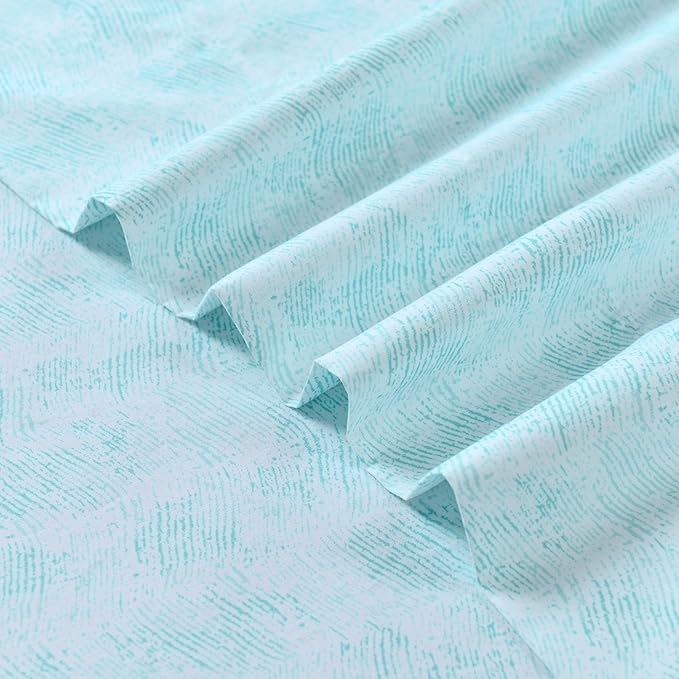 Elegant Comfort Softest and Coziest 6-Piece Sheet Set - 1500 Premium Hotel Quality Microfiber - Deep Pocket, Wrinkle Resistant 6-Piece Wave Pattern Bed Sheet Set, King, Wave Aqua - LeafyLoom