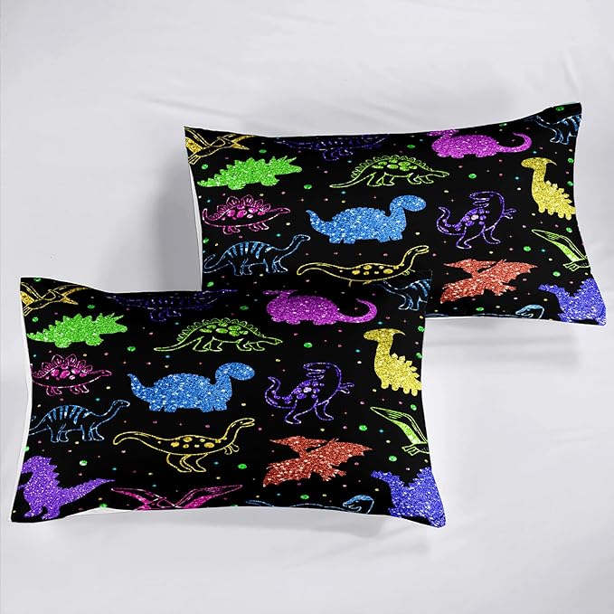 Cartoon Dinosaur Bedding Full Size, Kids Dinosaur Comforter Set for Boys Dinosaur Print Kids Bedding Set Soft Teens Boys Comforter Set Full Size (1 Comforter 2 Pillowcase) - LeafyLoom