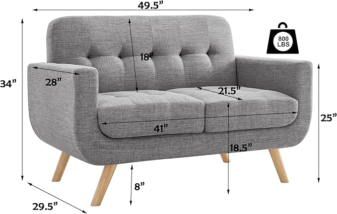 ROSEVERA Elena Contemporary Accent Armchair with Linen Upholstery Living Room Furniture, Gray - LeafyLoom