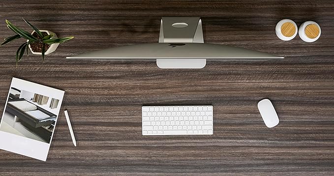 Kaboon Universal Tabletop 45.67"x23.62", Solid One-Piece Melamine Table Top, Double Desk L-Desk Floating Desk DIY, Home and Office,Eucalyptus/Dark Walnut - LeafyLoom