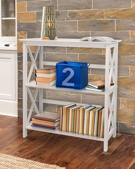 Casual Home 3-Shelf Montego Bookcase, White - LeafyLoom