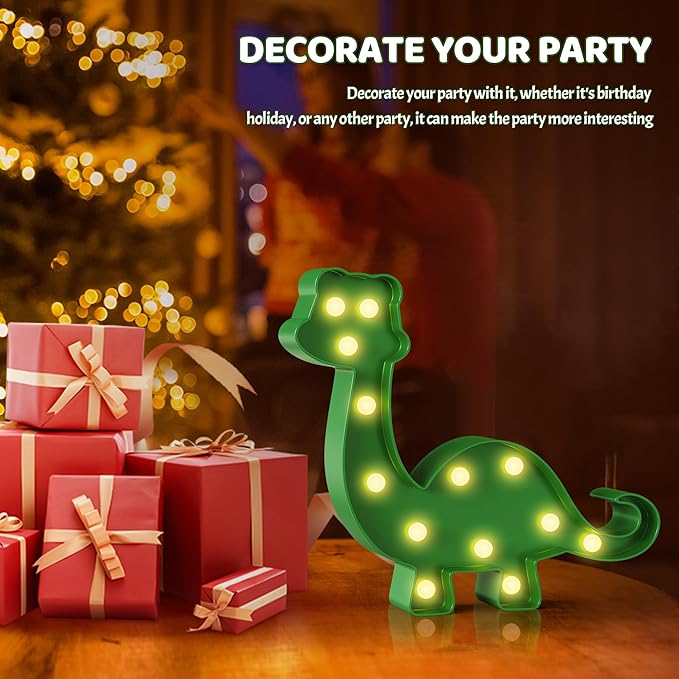 Green Dinosaur Party Decorations, Dinosaur Room Decor, Battery Powered Dinosaur Light, Dinosaur Wall Decor, Dinosaur Birthday Decorations - LeafyLoom