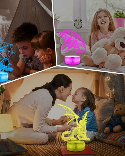 Lampeez Dragon Gifts,Dragon Night Lamp for Kids with Remote & 16 Color Changing Nightlight, Dimmable,Creative Gift Idea as Xmas Holiday Birthday Gifts - LeafyLoom