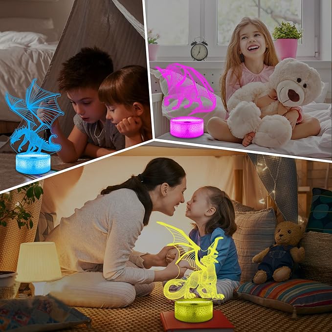 Lampeez Dragon Gifts,Dragon Night Lamp for Kids with Remote & 16 Color Changing Nightlight, Dimmable,Creative Gift Idea as Xmas Holiday Birthday Gifts - LeafyLoom