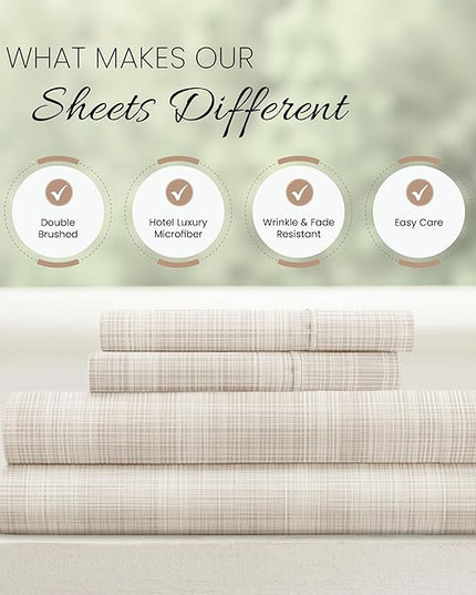 4 Piece California King Bedding Sheets Set (Ray Thatch) - Sleep Better Than Ever with These Ultra-Soft & Cooling Bed Sheets for Your Cal King Size Bed - Deep Pocket Fits 16" Mattress - LeafyLoom