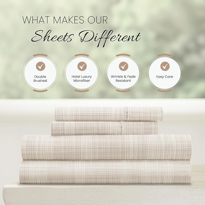 4 Piece California King Bedding Sheets Set (Ray Thatch) - Sleep Better Than Ever with These Ultra-Soft & Cooling Bed Sheets for Your Cal King Size Bed - Deep Pocket Fits 16" Mattress - LeafyLoom