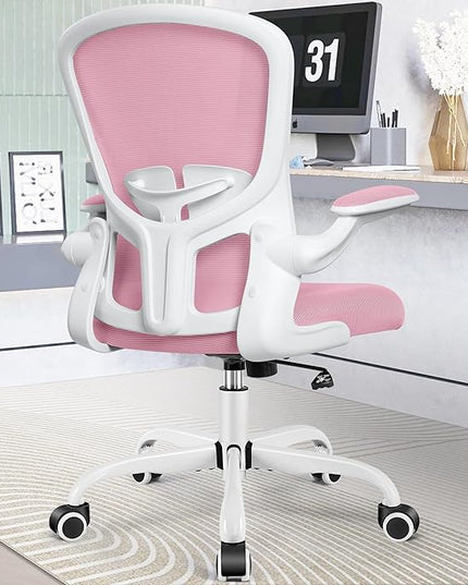 FelixKing Office Chair, Ergonomic Desk Chairs with Wheels Home Mesh Chair Adjustable Lumbar Support and Height, Ergo Chair for Working Gaming Use (Pink) - LeafyLoom