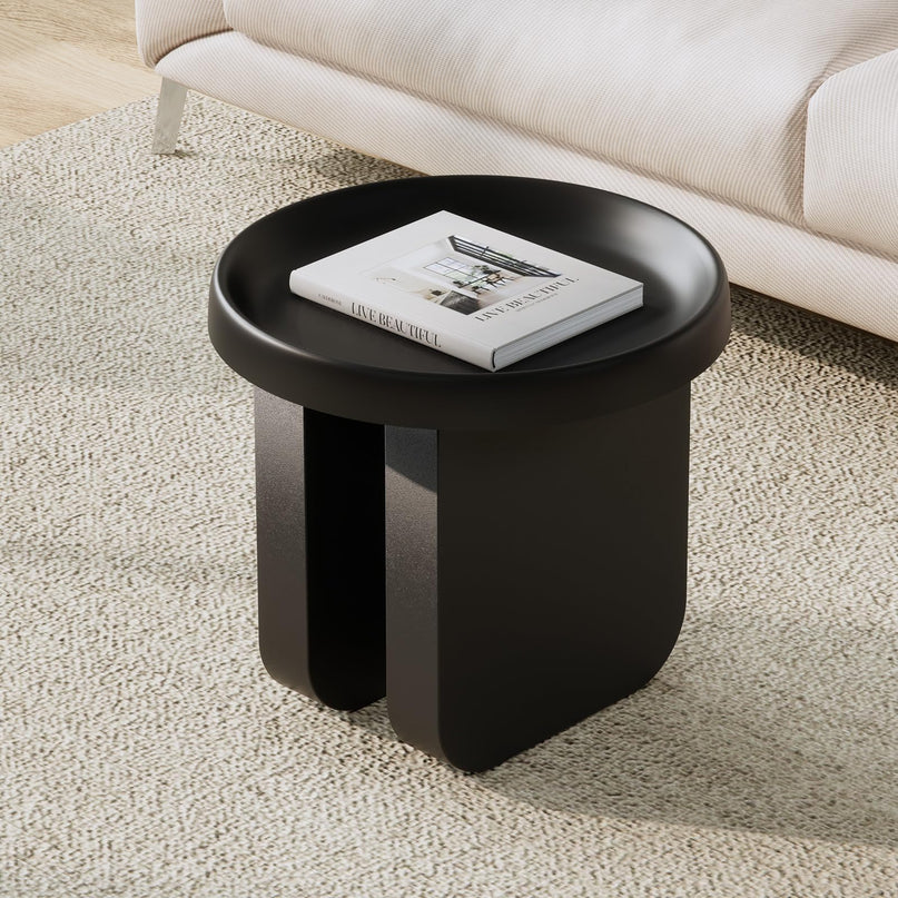 Round Coffee Table,Modern Coffee Table,Unique Circle Coffee Tables,Metal Center Table for Living Room (Black, 29.5 x 16.5) LeafyLoom