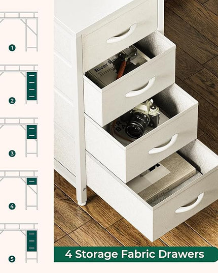 47 inch Computer Desk with 4 Drawers, Gaming Desk with LED Lights & Power Outlets, Home Office Desk with Large Storage Space for Bedroom, Work from Home, White - LeafyLoom