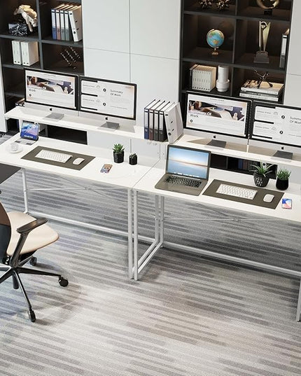 Yoobure Computer Desk with Power Outlets Fast Charging Type-C, Gaming Desk with LED Lights, 47" Office Desk with Adjustable Monitor Stand, Small Desk Home Office Desks with Storage Bag & Hook - LeafyLoom