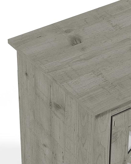 Galano Millicent TV Stand for 65+ Inch TV, Tall Entertainment Center with Mirror Doors, Rustic Media Console with Storage Shelves, Wood Television Stand for Living Room, Mexican Grey - LeafyLoom
