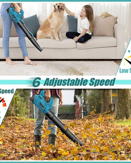 Leaf Blower - 320CFM 180MPH 21V Leaf Blower Cordless with 2 X 5.0 Ah Battery & Charger, Electric Leaf Blower Battery Powered Leaf Blower Lightweight for Snow Blowing & Lawn Care Yard Cleaning - LeafyLoom