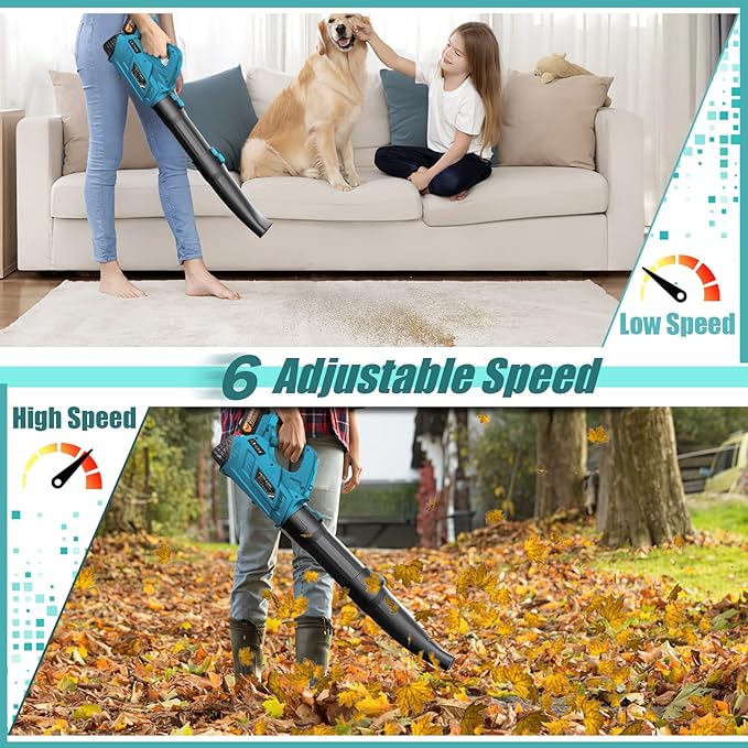Leaf Blower - 320CFM 180MPH 21V Leaf Blower Cordless with 2 X 5.0 Ah Battery & Charger, Electric Leaf Blower Battery Powered Leaf Blower Lightweight for Snow Blowing & Lawn Care Yard Cleaning - LeafyLoom