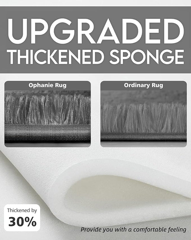 Ophanie Grey Machine Washable 3 x 5 Feet Rugs for Bedroom, Fluffy Shaggy Bedside Floor Dorm Area Rug, Soft Fuzzy Non-Slip Indoor Room Carpet for Kids Boys Girls Teen Home Decor Aesthetic, Nursery - LeafyLoom