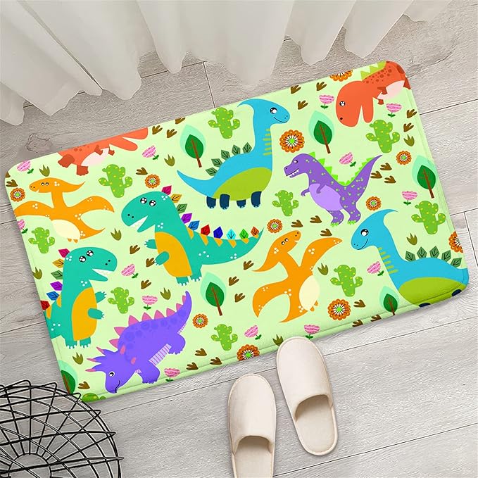 Dinosaur Carpet for Boys Room Dinosaur Play Rug Kids Rug Cartoon Dinosaur Carpet Dino Rug Dinosaur Area Rug for Bedroom Livingroom Playing Room,Green 2'×3' - LeafyLoom