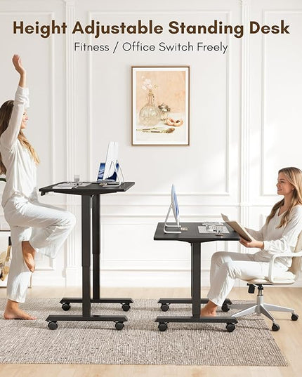 Electric Standing Desk 48 Inch, Ergonomic Height Adjustable Table with T-Shaped Metal Bracket Modern Computer Workstations for Home Office, Black, 48 x 24 Inch - LeafyLoom