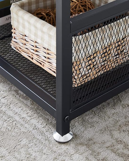 VECELO Coffee Center Table with Storage for Living Room Office Reception, Modern & Industrial Mesh Shelf, 39.4 Inch, Charcoal Gray - LeafyLoom