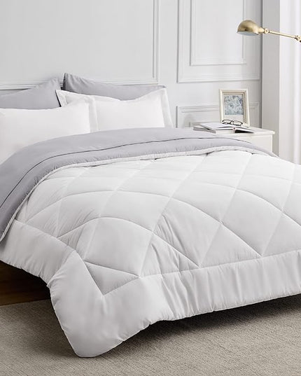 Bedsure White California King Comforter Set - 7 Pieces Reversible Bed Set Bed in a Bag California King with Comforters, Sheets, Pillowcases & Shams, California King Bedding Sets - LeafyLoom