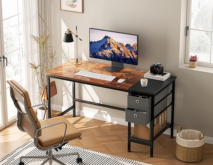 HOMIDEC Office Desk, Computer Desk with Drawers 40" Study Writing Desks for Home with Storage Shelves, Desks & Workstations for Home Office Bedroom - LeafyLoom